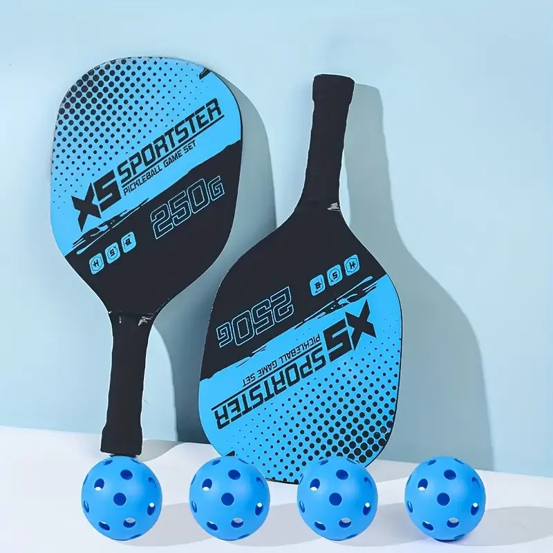 Pickleball Racket Set (2 Rackets + 4 Balls + 1 Cosmetics Bag) High-Quality Poplar Base Plate Pickleball Racket Set Outdoor Sports Special Beginners Entry Training Racket Beach Sports Equipment