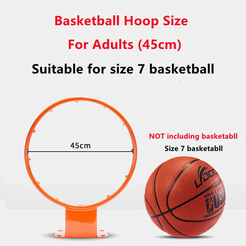 Punch-free Basketball Hoop Standard Steel Rim Frame Portable Outdoor Games Adjustable Height Adults Kids Basket Ring No Ball 2Kg