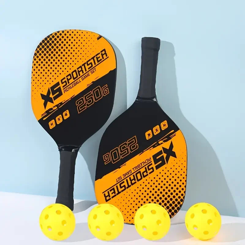 Pickleball Racket Set (2 Rackets + 4 Balls + 1 Cosmetics Bag) High-Quality Poplar Base Plate Pickleball Racket Set Outdoor Sports Special Beginners Entry Training Racket Beach Sports Equipment