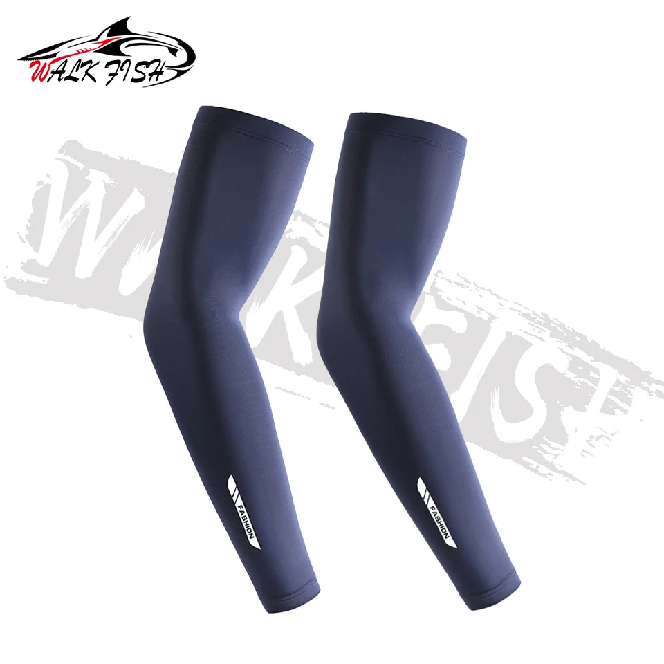 WALK FISH 1Pair Arm Sleeves Fishing UPF50+ UV Protection Cooling Breathable Ice Silk Summer Sun Sleeves Outdoor Sports Cycling