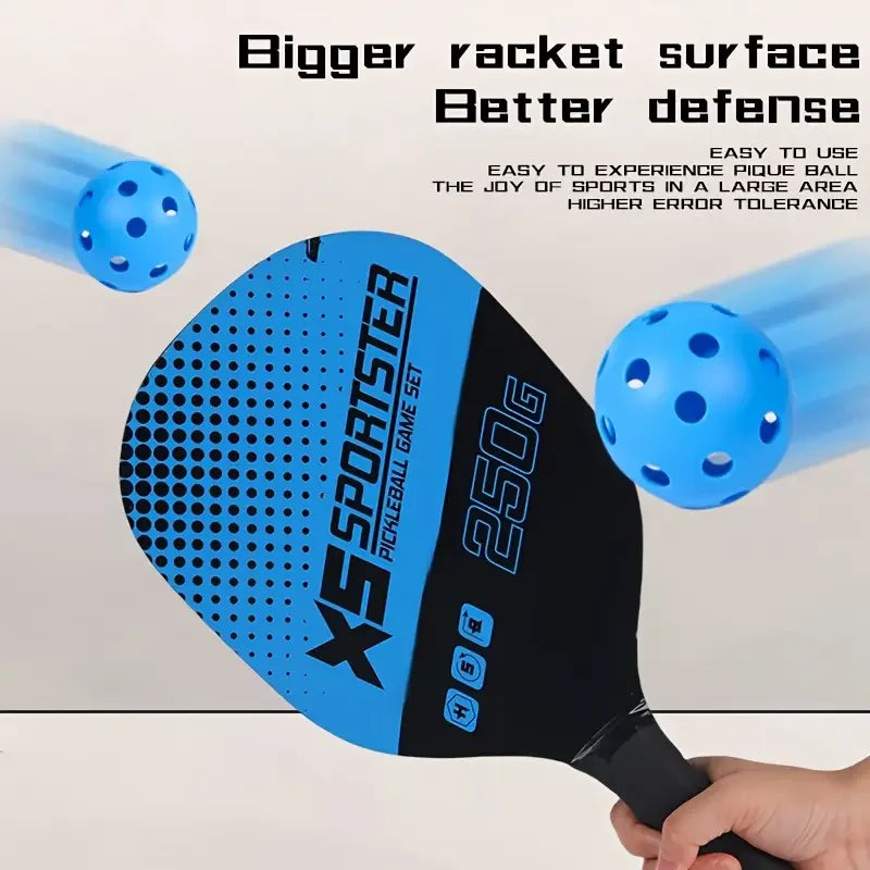 Pickleball Racket Set (2 Rackets + 4 Balls + 1 Cosmetics Bag) High-Quality Poplar Base Plate Pickleball Racket Set Outdoor Sports Special Beginners Entry Training Racket Beach Sports Equipment