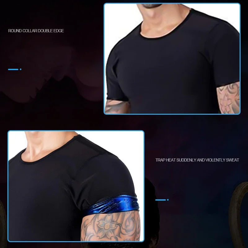 Men Sweat Sauna T-shirt Waist Trainer Slimming Suit Body Shapers Shapewear Corset Underwear Belly Control Fitness Fat Burn Tops