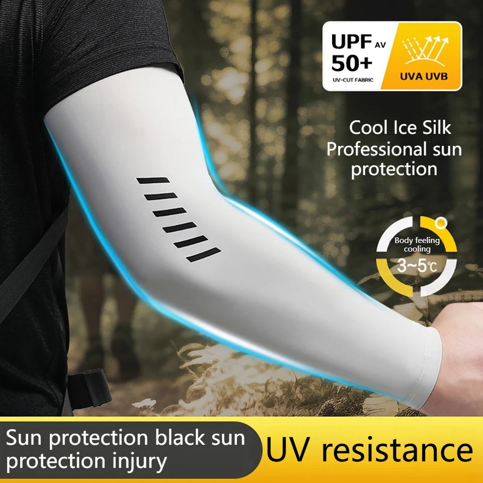 WALK FISH 1Pair Arm Sleeves Fishing UPF50+ UV Protection Cooling Breathable Ice Silk Summer Sun Sleeves Outdoor Sports Cycling