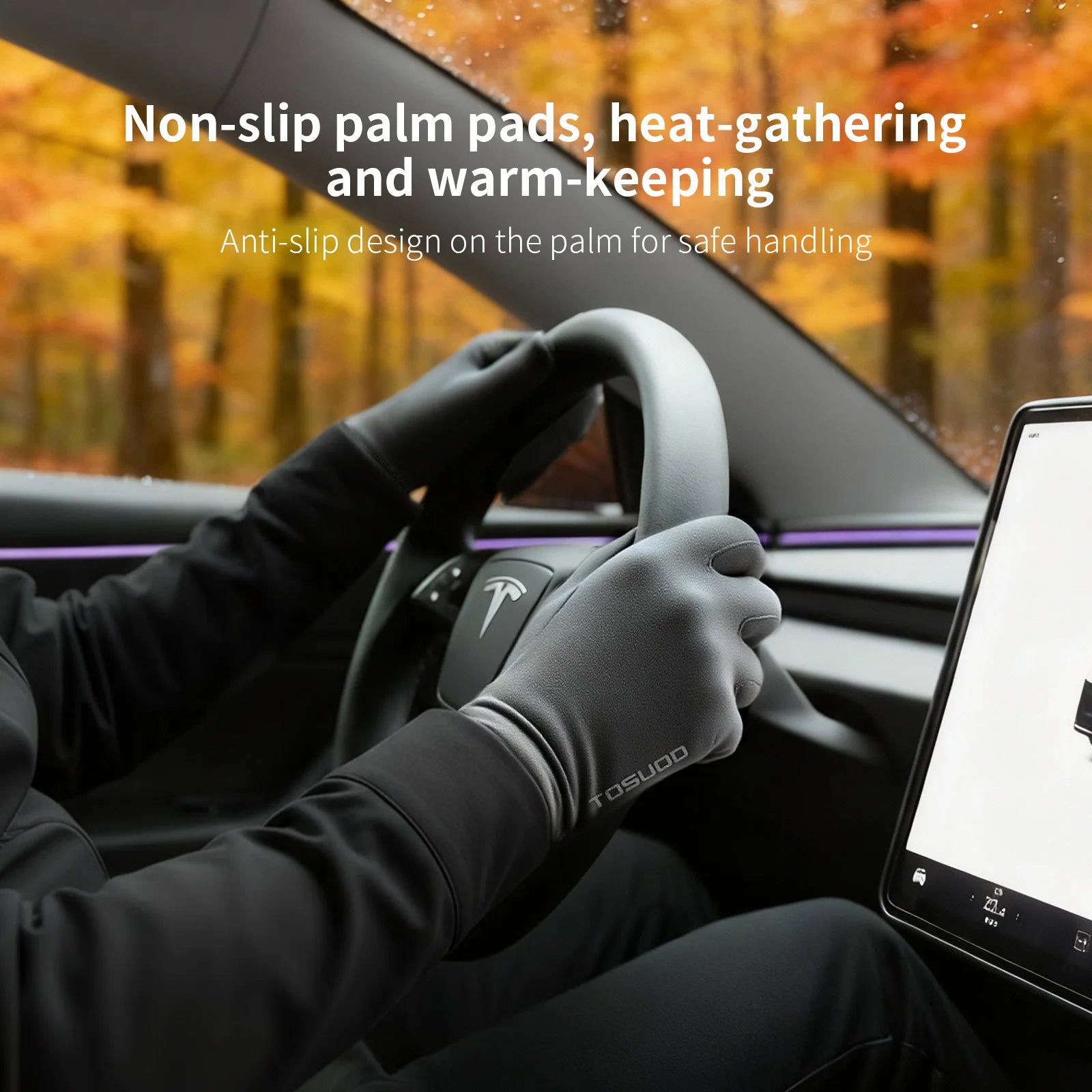 TOSUOD Thermal Gloves Fleece Windproof Warm Gloves Touchscreen Anti-slip for Running Cycling Outdoor Sports Men Women Gloves