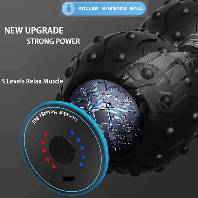 Vibrating Massage Ball Rechargeable 5 Gears  Portable Peanut Massager Vibrating Foam Roller For Fitness Mobility Yoga Relaxation