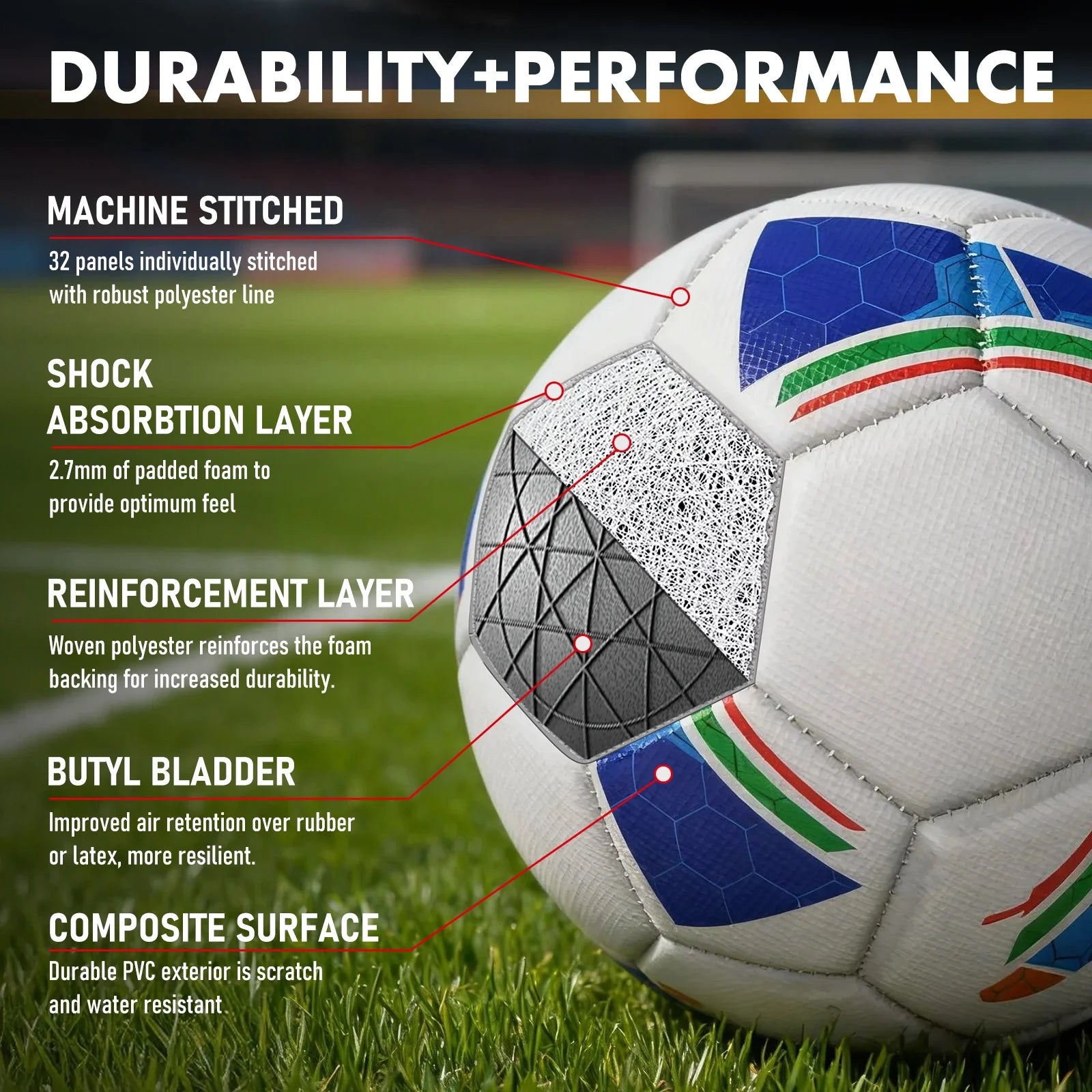 Soccer Balls Standard Size 4 Machine-Stitched Ball PU Sports League Seamless Wearproof Anti-slip Outdoor Match Game Football