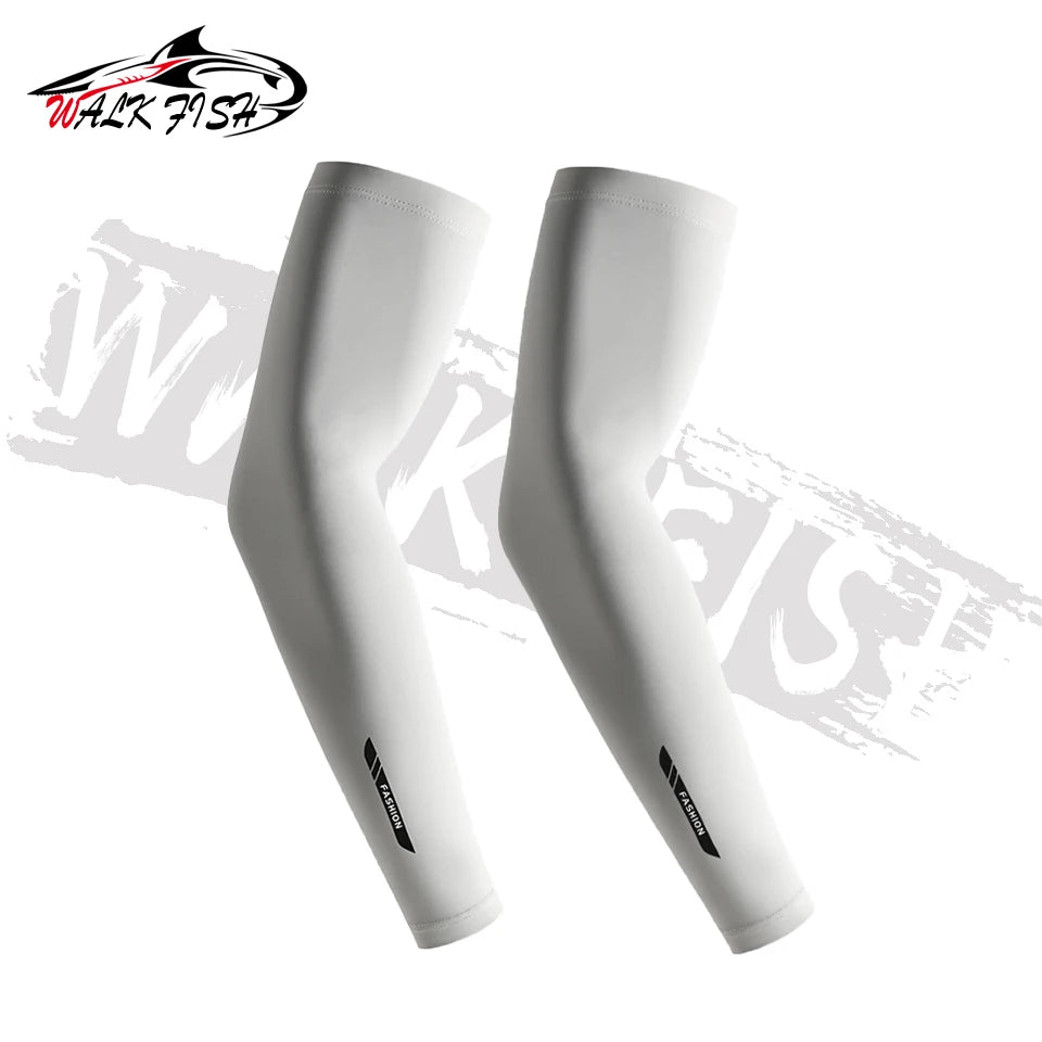 WALK FISH 1Pair Arm Sleeves Fishing UPF50+ UV Protection Cooling Breathable Ice Silk Summer Sun Sleeves Outdoor Sports Cycling