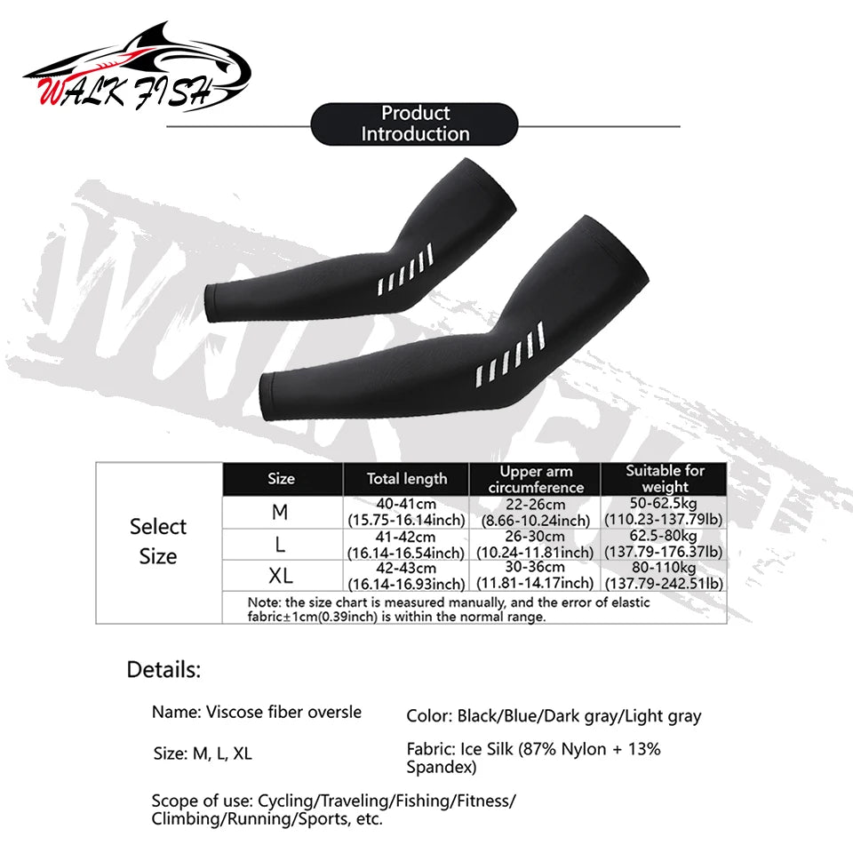 WALK FISH 1Pair Arm Sleeves Fishing UPF50+ UV Protection Cooling Breathable Ice Silk Summer Sun Sleeves Outdoor Sports Cycling