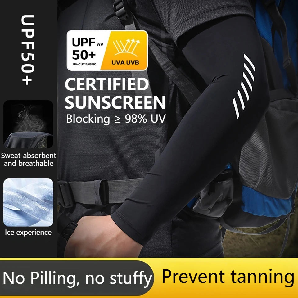 WALK FISH 1Pair Arm Sleeves Fishing UPF50+ UV Protection Cooling Breathable Ice Silk Summer Sun Sleeves Outdoor Sports Cycling
