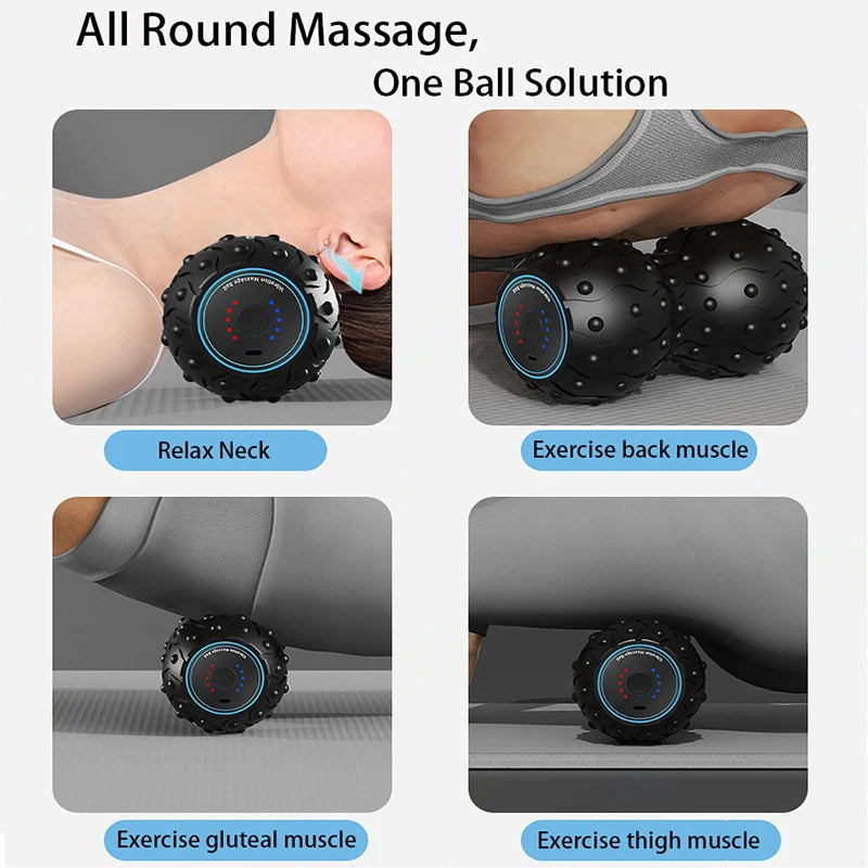 Vibrating Massage Ball Rechargeable 5 Gears  Portable Peanut Massager Vibrating Foam Roller For Fitness Mobility Yoga Relaxation