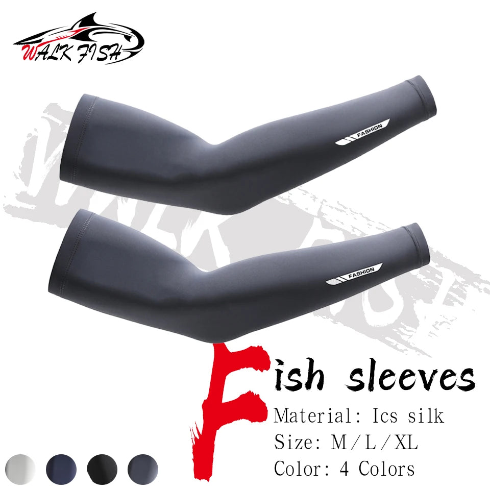 WALK FISH 1Pair Arm Sleeves Fishing UPF50+ UV Protection Cooling Breathable Ice Silk Summer Sun Sleeves Outdoor Sports Cycling